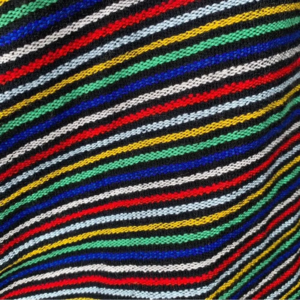 Shawl-Wrap-Scarf Multicolor Striped With Fringe